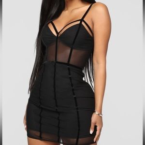 Fashion Nova “avenge mesh dress” in black